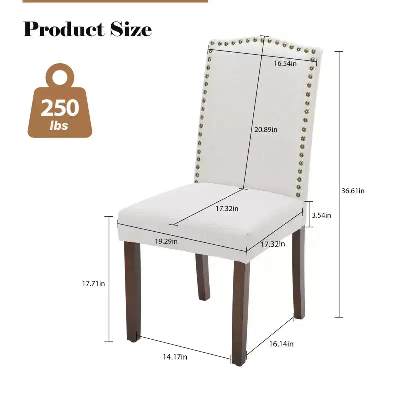 PexFix 2 Pezzi Sedie da Pranzo Moderne Senza Braccioli con Rivestimento in Tessuto, Borchie Decorative e Gambe in Legno