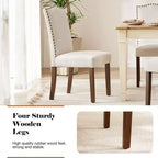 PexFix 2 Pezzi Sedie da Pranzo Moderne Senza Braccioli con Rivestimento in Tessuto, Borchie Decorative e Gambe in Legno