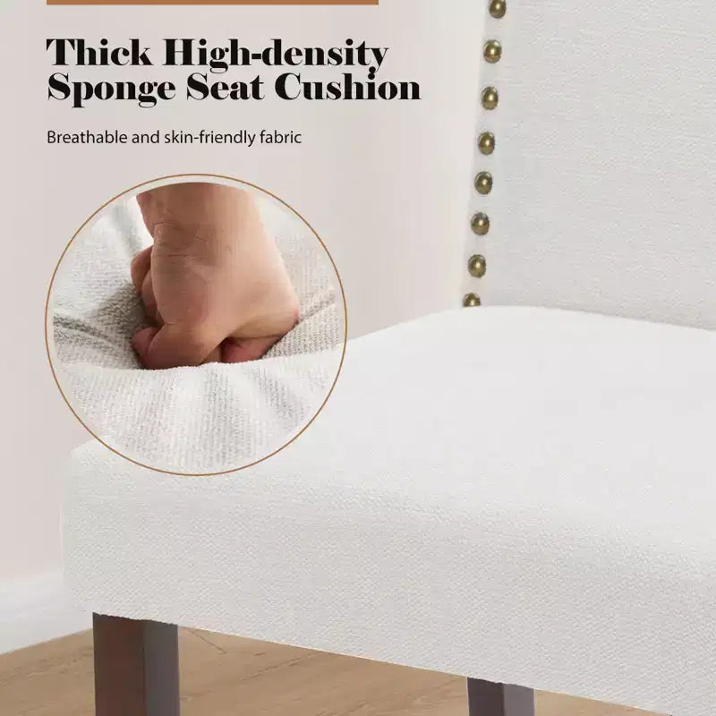 PexFix 2 Pezzi Sedie da Pranzo Moderne Senza Braccioli con Rivestimento in Tessuto, Borchie Decorative e Gambe in Legno