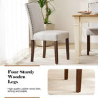 PexFix 2 Pezzi Sedie da Pranzo Moderne Senza Braccioli con Rivestimento in Tessuto, Borchie Decorative e Gambe in Legno