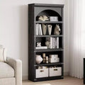 Acekool 5 Shelf Arched Bookcase, Rustic Wood Look Storage Shelf with Metal Corner Guards for Living Room Office