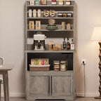 Scaffale da forno con mobiletto contenitore, porta microonde, scaffale da forno in stile rustico con piano spesso, per cucina, sala da pranzo