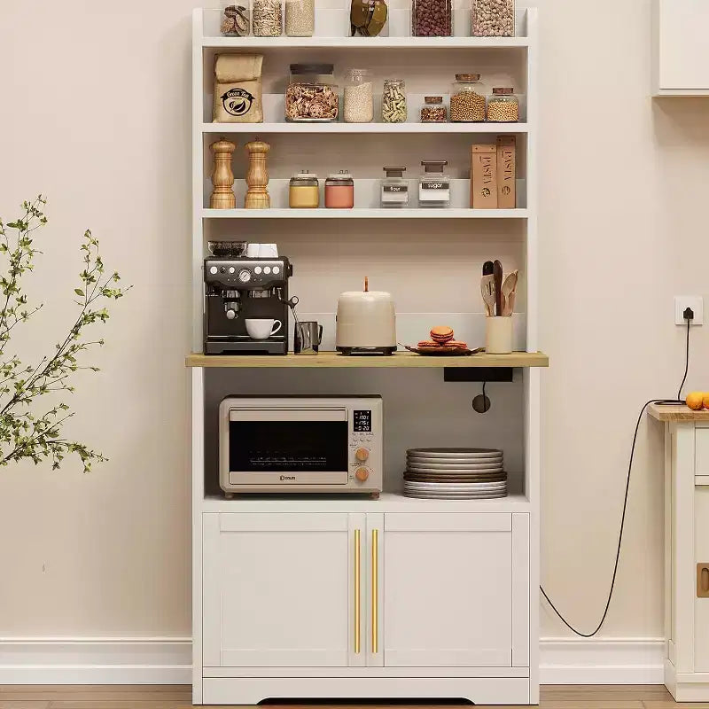 Scaffale da forno con mobiletto contenitore, porta microonde, scaffale da forno in stile rustico con piano spesso, per cucina, sala da pranzo