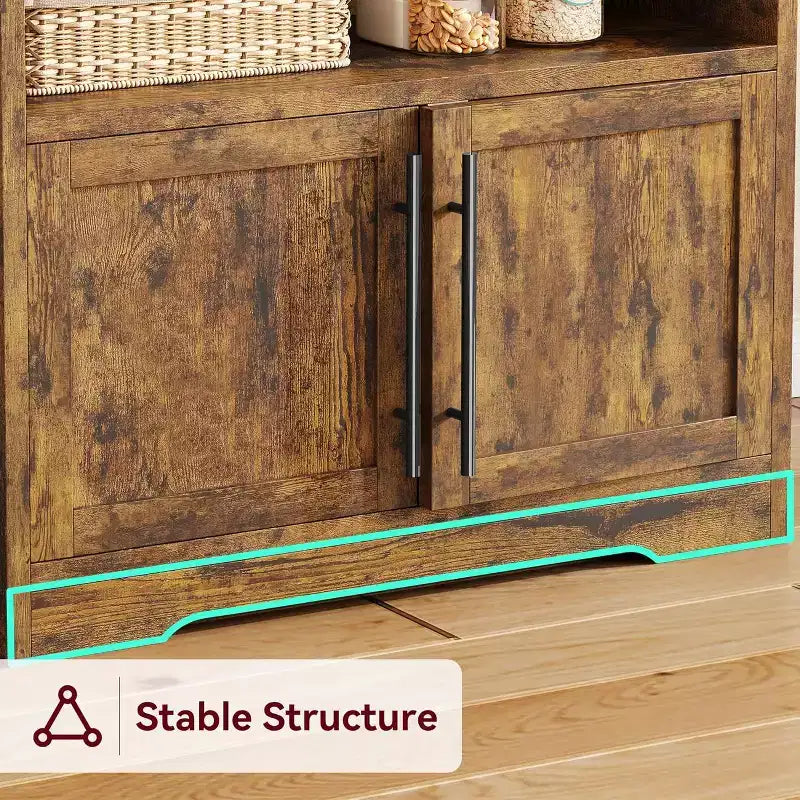 Scaffale da forno con mobiletto contenitore, porta microonde, scaffale da forno in stile rustico con piano spesso, per cucina, sala da pranzo