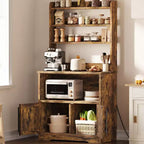 Bakers Rack with Storage Cabinet, Microwave Stand, Farmhouse Kitchen Bakers Rack with Thick Table Top, for Kitchen,Dining Room