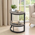 TUYOHW Half-Moon End Table,Minimalist Small Side Table for Couch & Bedside,23.6 Height,Gray+Black