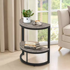 TUYOHW Half-Moon End Table,Minimalist Small Side Table for Couch & Bedside,23.6 Height,Gray+Black