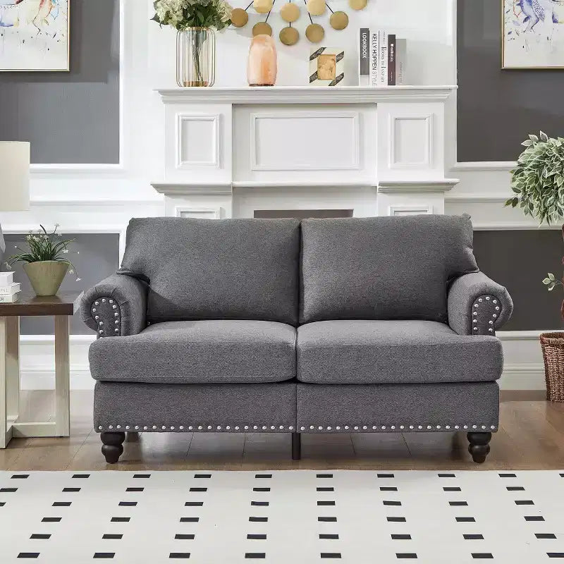 MAYEERTY 59.5 Modern Classic Loveseat Fabric Sofa Upgolstered Polyester for Living Room Gray