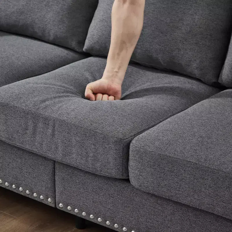 MAYEERTY 59.5 Divanetto Moderno Classico in Tessuto di Poliestere Imbottito per Soggiorno Grigio