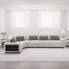 142 Modern L-Shaped Large Modular Sectional Sofa with Storage Armrest and Accent Pillows, Corduroy Sectional Sofa for Living Room-Panipeachy