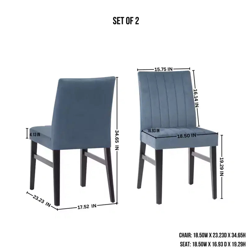 TUYOHW Set di 2 sedie da pranzo trapuntate con gambe in legno di gomma, sedie da cucina in poliestere con seduta e schienale felpati per soggiorno, sala da pranzo