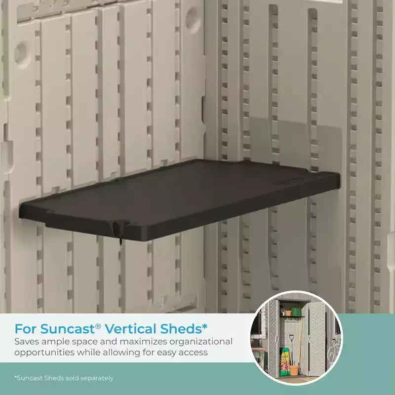 Suncast Confezione da 4 Mensole Verticali per Capanno, Salvaspazio, Montaggio a Parete, Contenitore Esterno, Nero