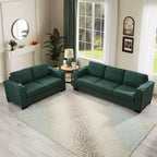 MAYEERTY Two Pieces 2+3 Seater Sectional Sofa with Cup Holder Square Arm Upholstered Polyester for Living Room Green