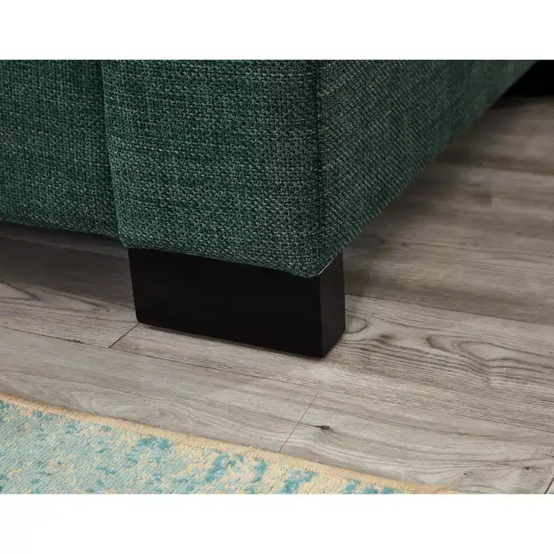 Divano sezionale MAYEERTY due pezzi 2+3 posti con portabicchieri, braccioli quadrati, rivestimento in poliestere imbottito per soggiorno, colore verde