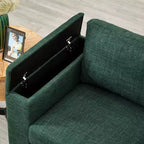 Divano sezionale MAYEERTY due pezzi 2+3 posti con portabicchieri, braccioli quadrati, rivestimento in poliestere imbottito per soggiorno, colore verde