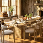 Christopher Knight Home Elena Tavolo da Pranzo 9 Pezzi Stile Fattoria con Sedie Imbottite in Legno di Gomma