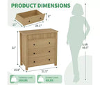 Comodino moderno a 3 cassetti scanalato - Mobile contenitore in legno - Organizzatore elegante - Finitura rovere naturale, 3 scomparti