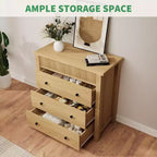 Comodino moderno a 3 cassetti scanalato - Mobile contenitore in legno - Organizzatore elegante - Finitura rovere naturale, 3 scomparti