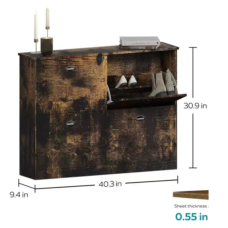 TUYOHW Scarpiera Slim Nascosta Stretta a 4 Cassetti, Scarpiera Multiuso, Organizzatore di Scarpe Versatile per Ingresso, Foyer, Corridoio, Camera da Letto