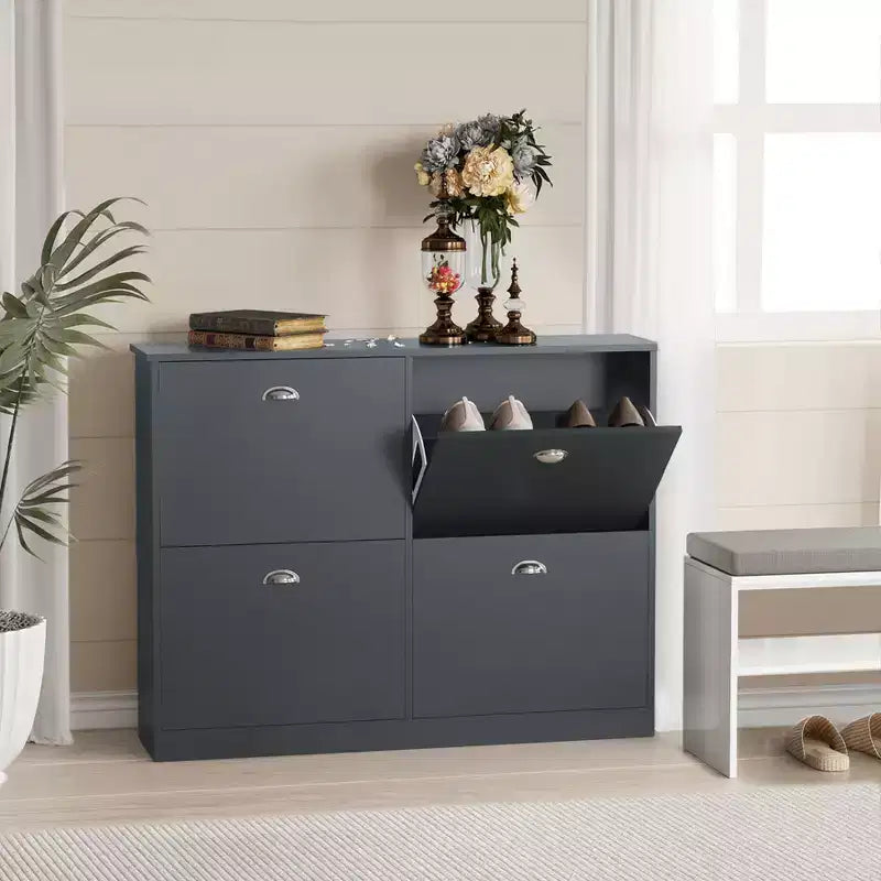 TUYOHW Scarpiera Slim Nascosta Stretta a 4 Cassetti, Scarpiera Multiuso, Organizzatore di Scarpe Versatile per Ingresso, Foyer, Corridoio, Camera da Letto