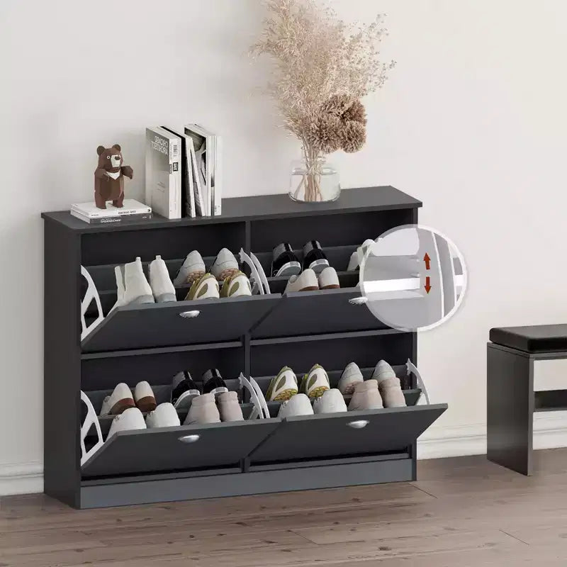 TUYOHW Scarpiera Slim Nascosta Stretta a 4 Cassetti, Scarpiera Multiuso, Organizzatore di Scarpe Versatile per Ingresso, Foyer, Corridoio, Camera da Letto