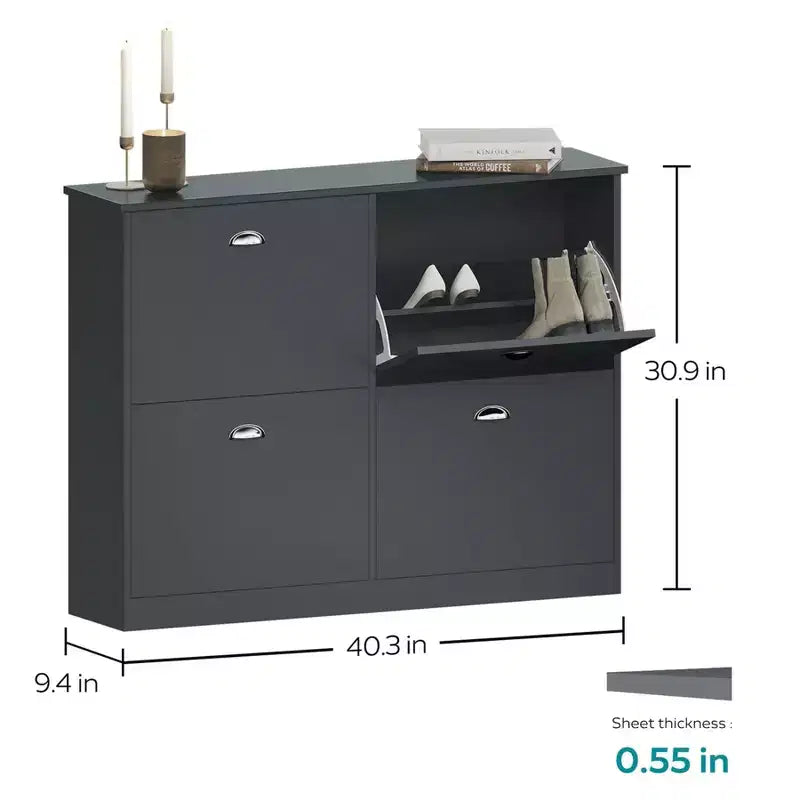 TUYOHW Scarpiera Slim Nascosta Stretta a 4 Cassetti, Scarpiera Multiuso, Organizzatore di Scarpe Versatile per Ingresso, Foyer, Corridoio, Camera da Letto
