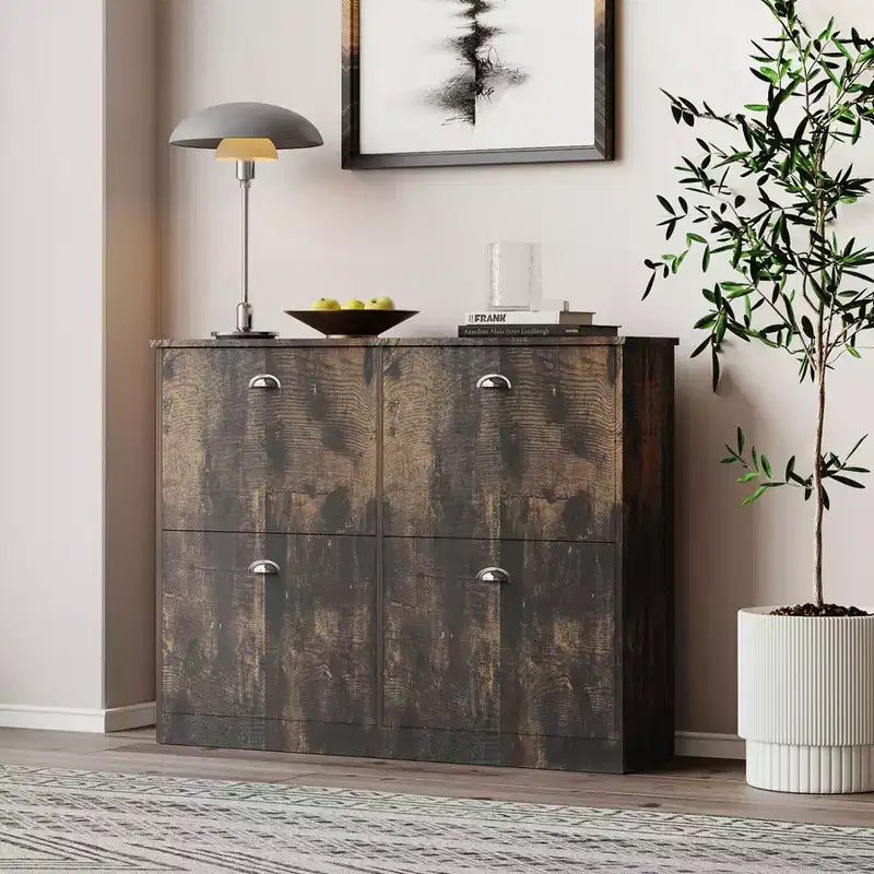 TUYOHW Scarpiera Slim Nascosta Stretta a 4 Cassetti, Scarpiera Multiuso, Organizzatore di Scarpe Versatile per Ingresso, Foyer, Corridoio, Camera da Letto
