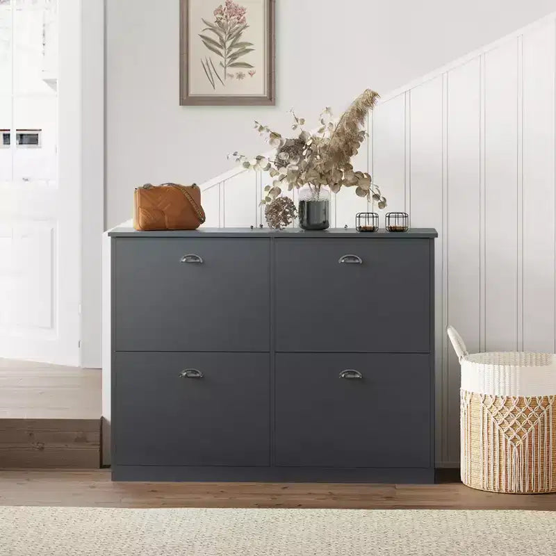 TUYOHW Scarpiera Slim Nascosta Stretta a 4 Cassetti, Scarpiera Multiuso, Organizzatore di Scarpe Versatile per Ingresso, Foyer, Corridoio, Camera da Letto