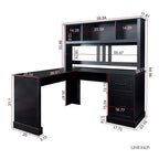 TUYOHW 59.84 Scrivania da Computer per Ufficio, Scrivania con Libreria, 2 Cassetti e Ripiani Aperti a 2 Livelli, Grande Postazione di Lavoro per Studio, Ufficio, Soggiorno