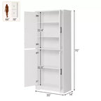 Mobiletto Alto Indipendente con 4 Ante e Ripiani Regolabili, Organizzatore in Legno Massiccio per Soggiorno, Cucina, Bagno, Design Moderno e Pratico
