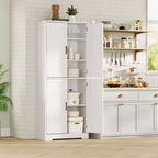 Mobiletto Alto Indipendente con 4 Ante e Ripiani Regolabili, Organizzatore in Legno Massiccio per Soggiorno, Cucina, Bagno, Design Moderno e Pratico