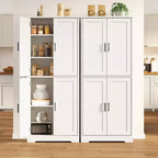 Mobiletto Alto Indipendente con 4 Ante e Ripiani Regolabili, Organizzatore in Legno Massiccio per Soggiorno, Cucina, Bagno, Design Moderno e Pratico