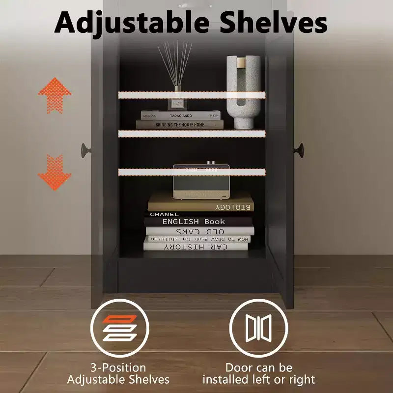 Libreria stretta e alta da 180 cm con anta, libreria aperta a 3 ripiani con cassetto estraibile e ripiano regolabile, armadietto a un'anta per l'home office