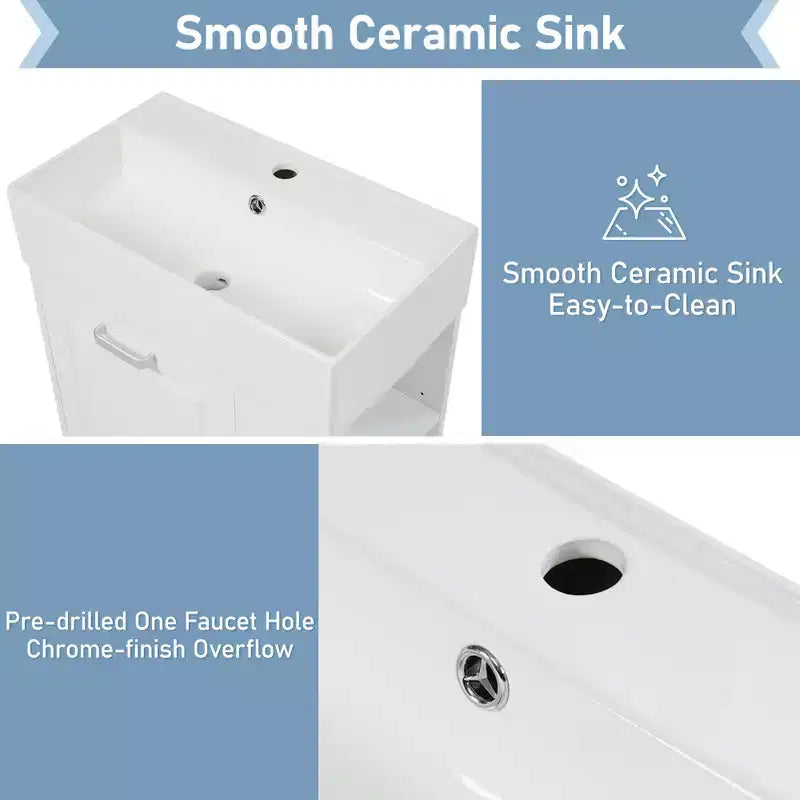 Mobile bagno sospeso da 55 cm con lavabo integrato, ampio cassetto, ripiani regolabili, portarotolo e sistema di chiusura ammortizzata
