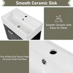 Mobile bagno sospeso da 55 cm con lavabo integrato, ampio cassetto, ripiani regolabili, portarotolo e sistema di chiusura ammortizzata