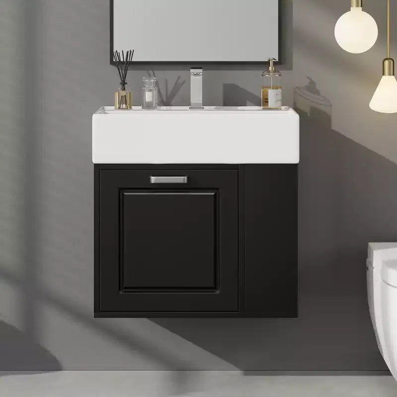 Bathroom Vanity 21.8-Inch with Sink, Wall-Mounted Floating Cabinet, Large Drawer, Adjustable Shelves, Toilet Paper Holder, Soft-Close System