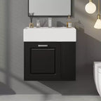 Bathroom Vanity 21.8-Inch with Sink, Wall-Mounted Floating Cabinet, Large Drawer, Adjustable Shelves, Toilet Paper Holder, Soft-Close System