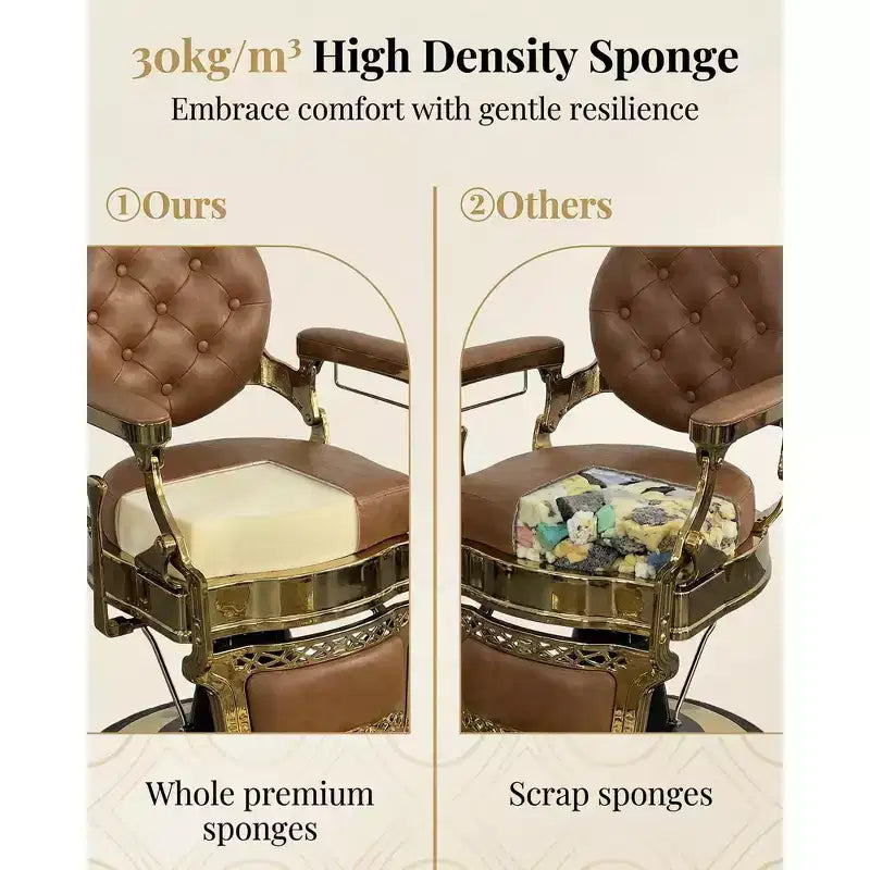 Poltrona da Barbiere Girevole a 360° Retro, Poltrona da Salone Reclinabile con Poggiatesta e Poggiapiedi Regolabili, Sedia da Parrucchiere per Casa, Shampoo, Carico Massimo 317 kg