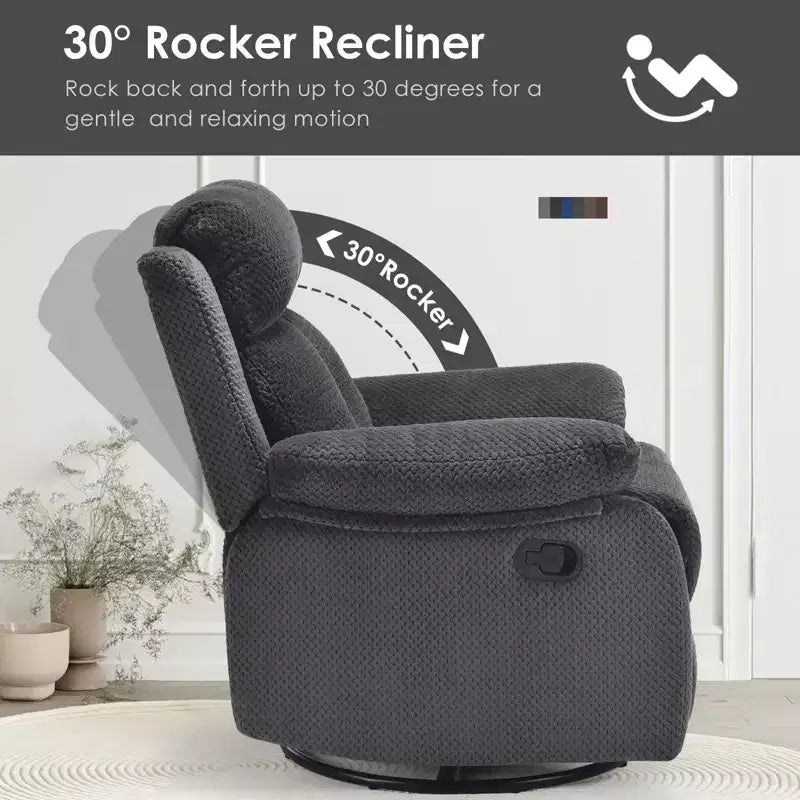 Poltrona reclinabile girevole piccola TUYOHW, poltrona reclinabile imbottita per adulti con schienale regolabile, poltrona per soggiorno, camera da letto, appartamento