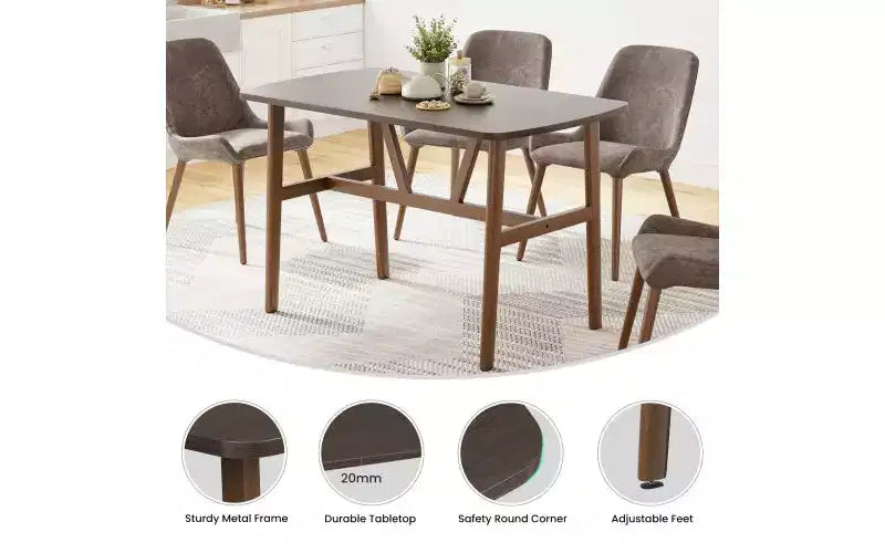 TUYOHW Tavolo da pranzo in legno per 4-6 persone, tavolo da cucina rettangolare da 47" con struttura trapezoidale e gambe in metallo, tavolo da pranzo spazioso per soggiorno, feste