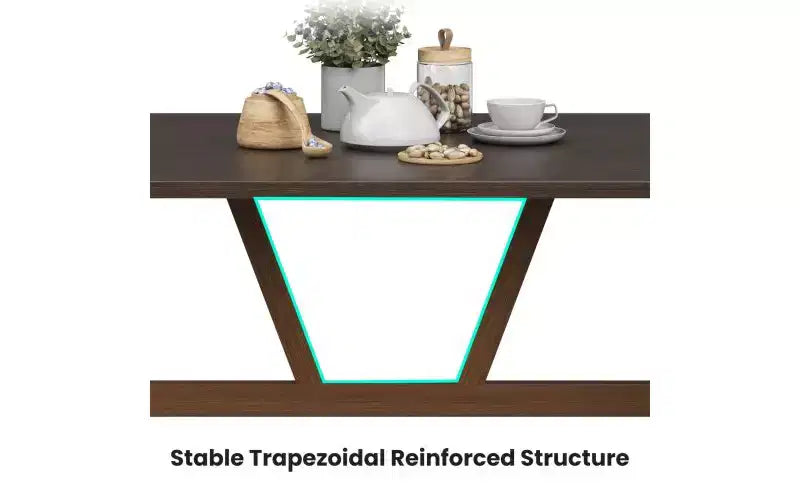 TUYOHW Tavolo da pranzo in legno per 4-6 persone, tavolo da cucina rettangolare da 47" con struttura trapezoidale e gambe in metallo, tavolo da pranzo spazioso per soggiorno, feste