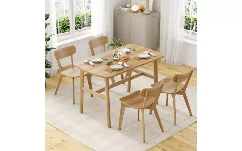 TUYOHW Tavolo da pranzo in legno per 4-6 persone, tavolo da cucina rettangolare da 47" con struttura trapezoidale e gambe in metallo, tavolo da pranzo spazioso per soggiorno, feste