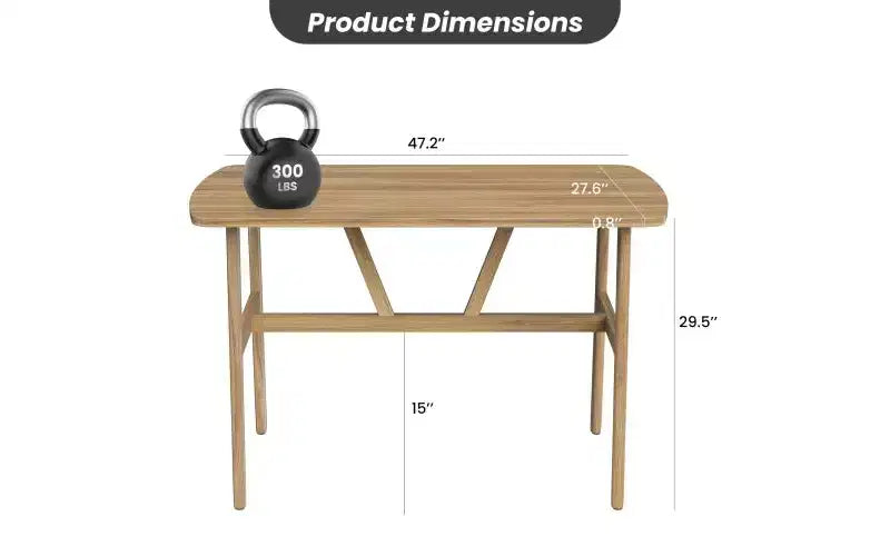 TUYOHW Tavolo da pranzo in legno per 4-6 persone, tavolo da cucina rettangolare da 47" con struttura trapezoidale e gambe in metallo, tavolo da pranzo spazioso per soggiorno, feste