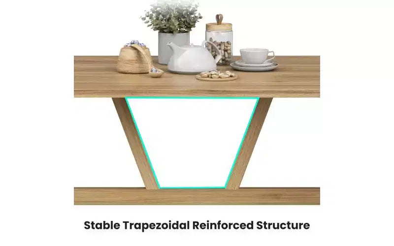 TUYOHW Tavolo da pranzo in legno per 4-6 persone, tavolo da cucina rettangolare da 47" con struttura trapezoidale e gambe in metallo, tavolo da pranzo spazioso per soggiorno, feste