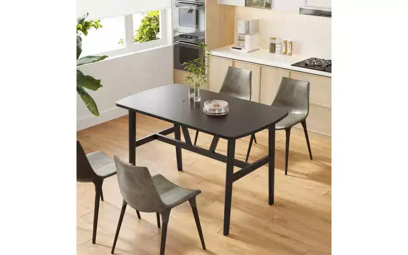 TUYOHW Tavolo da pranzo in legno per 4-6 persone, tavolo da cucina rettangolare da 47" con struttura trapezoidale e gambe in metallo, tavolo da pranzo spazioso per soggiorno, feste
