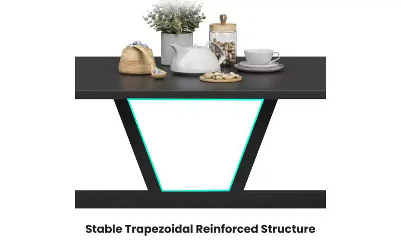 TUYOHW Tavolo da pranzo in legno per 4-6 persone, tavolo da cucina rettangolare da 47" con struttura trapezoidale e gambe in metallo, tavolo da pranzo spazioso per soggiorno, feste
