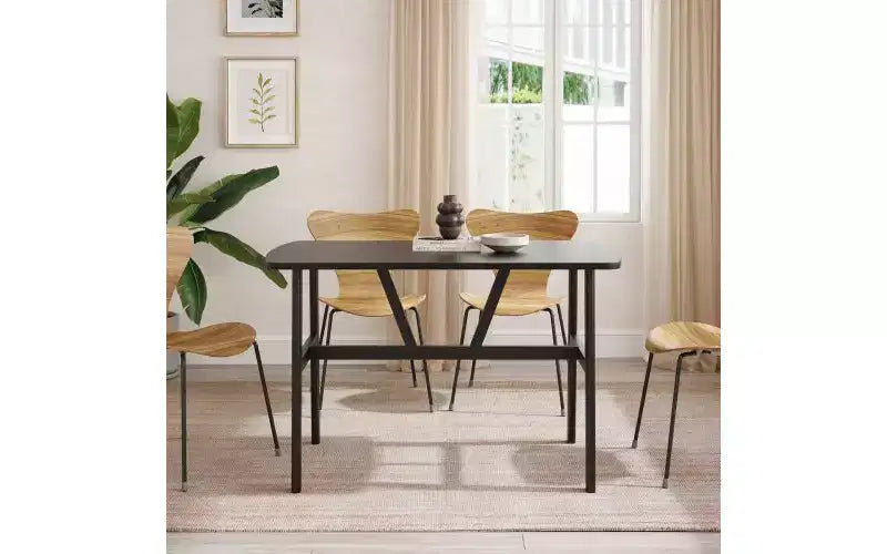TUYOHW Tavolo da pranzo in legno per 4-6 persone, tavolo da cucina rettangolare da 47" con struttura trapezoidale e gambe in metallo, tavolo da pranzo spazioso per soggiorno, feste