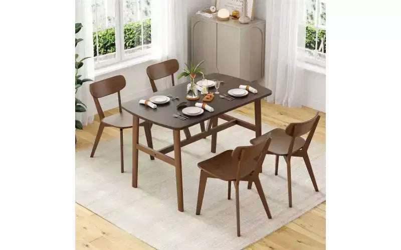 TUYOHW Tavolo da pranzo in legno per 4-6 persone, tavolo da cucina rettangolare da 47" con struttura trapezoidale e gambe in metallo, tavolo da pranzo spazioso per soggiorno, feste