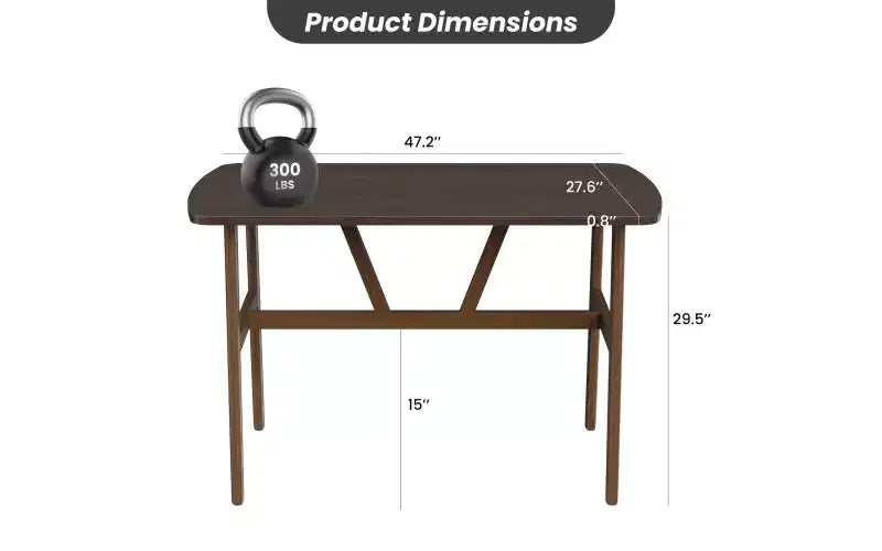 TUYOHW Tavolo da pranzo in legno per 4-6 persone, tavolo da cucina rettangolare da 47" con struttura trapezoidale e gambe in metallo, tavolo da pranzo spazioso per soggiorno, feste