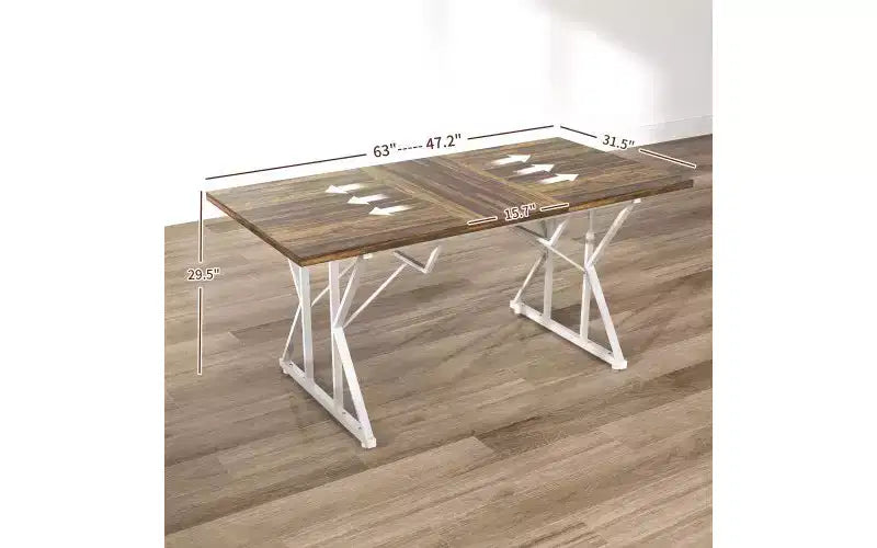 TUYOHW 43 Tavolo da Pranzo Rettangolare per 4-6 Persone, Tavolo da Cucina Allungabile con Base a Cavalletto Robusta, Tavolo Salvaspazio per Soggiorno, Sala Conferenze